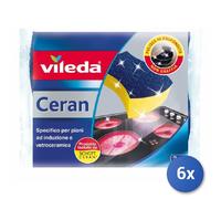 Vileda Lot de 10 éponges de nettoyage pour plaques à induction et vitrocéramique, non abrasives, spécialement recommandées pour les surfaces délicates, en cellulose, bleu et jaune
