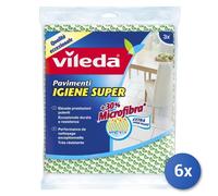 6x Vileda Panno Pavimento Hygiène Super 30% Microfibre 50x45Cm 3Pz