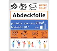 6x ZWERKZEUG® Lot de 6 films de protection pour peinture 4 x 5 m chacun, film de protection contre la poussière transparent, bâche en plastique multi-usage, film de protection pour peinture, feutre de