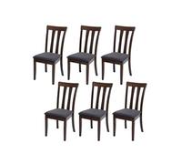 Lot de 6 chaises de salle à manger HWC-G46 tissu/textile bois massif cadre foncé, gris foncé