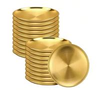 7/12/2 pièces Petites assiettes en acier inoxydable doré, plateaux de service ronds de 17 cm, plats à dîner en métal polyvalents pour salade, collations, desserts, barbecue - robustes, lourds, convena