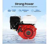 7,5 CV Moteur Thermique 4 Temps Moteur à Essence Moteur Karting - Tondeuse à Gazon - Fraise à Neige - Refroidissement à air