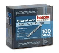 7.5x182, Vis de pose dans PVC et bois, tête cylindrique Tx 30, zingué blanc, VE=100