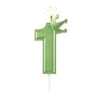 7,6 cm Bougie Numéro d'Anniversaire, 3D Bougies de Gâteau avec Couronne Bougies Chiffres Anniversaire Bougies d'Anniversaire pour Anniversaire Fêtes (Vert ; 1)