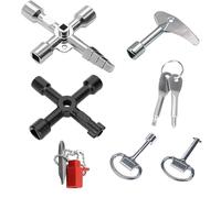 7 Clé Universelle Multifonction 4 Voies n Croix avec Têtes Triangle et Carrée Outil Polyvalent pour Utilisation Domestique et Professionnelle pour Compteurs d'Eaus Compteurs Armoires (Set B)