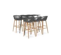 vidaXL Ensemble de bar 7 pcs Noir et gris