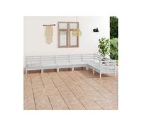 vidaXL Ensemble salon de jardin 7 pièces pin massif blanc
