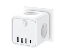 7 en 1 Multiprise Murale, Multiprise avec 3 Prises Française, Prise Multiple Secteur avec 1 Type C et 3 Ports USB, Multiprise Cube pour Domicile, Bureau.
