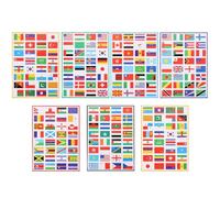 7 feuilles d'autocollants drapeaux de pays, autocollants visage, autocollants drapeau du monde, décoration Coupe du Monde Jeux Olympiques