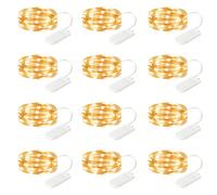 7 ft 20 lumières à piles Guirlande lumineuse de lucioles en fil de cuivre étanche, guirlande lumineuse étoilée pour décoration de mariage DIY, chambre, Noël, alimentée par pile, blanc chaud 3m30led,2m