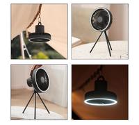 7 inch Fan Lamp 3 Speed Household Tripod Desktop 10000mAh LED Lighting USB Wireless Use Outdoor Portable Small Ceiling Fan Emergency Power