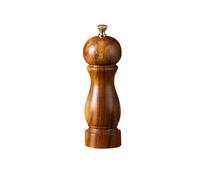 7 inch Moulin À Sel Et Poivre En Bois D'Acacia Classique Avec Bouton Laiton | Bouton En Laiton Pour Mouture Fine À Grossière, Corps En Acacia Courbé, Noyau Céramique Durable, Base Assortie Disponible