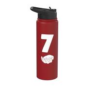 7 Number Seven Funny Hands Meme School Teen Kid Matching Stainless Steel Insulated Water Bottle