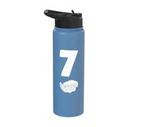 7 Number Seven Funny Hands Meme School Teen Kid Matching Stainless Steel Insulated Water Bottle