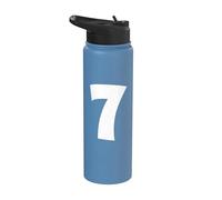 7 Number Seven Funny Meme School Teen Kid Matching Stainless Steel Insulated Water Bottle
