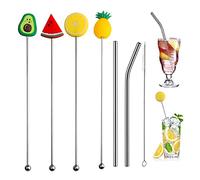 7 Pcs Bâtonnets de Cocktail,Acrylique Agitateurs de Cocktail Coloré Touillette Cocktail,Bâtonnets de Fruits à Boisson Agitateur Cocktail,pour les Bars,Les Cafés,Les Mariages,Les Anniversaires,Party