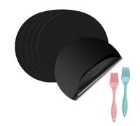 7 Pcs Poêle anti-adhésive Liner Tapis Avec 2 Pinceau à huile en silicone cuisson Cuisine réutilisable durable résistant à la chaleur 24 cm de diamètre Tapis Outils De Cuisson À Haute Température