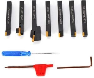 7 Pcs/set Jeu de burins de tournage avec plaquettes 8mm burins de tournage Acier de tournage Qute Qualité Tour pour machine de tournage