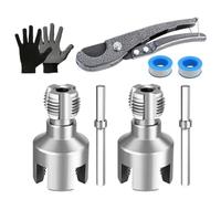 7-Piece Pipe Thread Splitter Set - 1/2" & 3/4" PPR Threading Tool Kit | 20.5 Cm Cutter Length | 7-Piece Heavy Duty Carbon Threader Kit | 1/2" & 3/4" Dies, PPR Cutter, Tape & Gloves