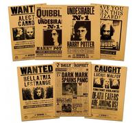 7 pièces Affiches Wanted de Harry Potter, Boules de Noël authentiques avec personnages, Affiches quotidiennes mettant en vedette des personnages emblématiques comme Harry Potter, Ron, Hermione, Draco,