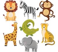 7 Pièces Ballons Animaux Jungle, XXL Ballons De Baudruche Animaux, Animal Feuille D'aluminium ballons, Ballon Anniversaire, pour Décoration de Fête sur le Thème des animaux de la Jungle