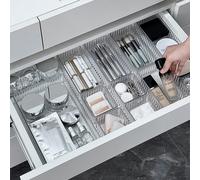 7 pièces Boîte de rangement pour maquillage transparente avec séparateurs de style tiroir pour le bureau, étagère organisatrice de cosmétiques Taille UniquePolypropylène