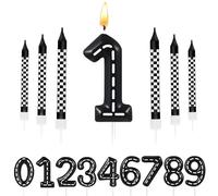 7 pièces Bougies d'anniversaire thème voiture de course, motif à carreaux, numéros 1-9, forme de camion, décoration de gâteau, convient pour la décoration de fête thème voiture de course, baby shower,
