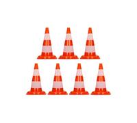 ECD Germany 7 Pièces Cônes de Signalisation 47 cm, Orange-Blanc, Pylône de Chantier avec 2 Orange, Weiß