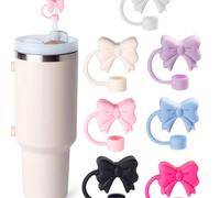 7 pièces Couvercles de paille réutilisables, conviennent pour les tasses de 40 oz et 30 oz, accessoires de décoration de paille mignonne de 10 mm, capuchons de protection portables, faveurs de fête, c