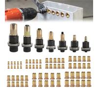 7 Pièces Écrous à Tête de Rivet à Main, Écrous à Sertir Insert Fileté Metal | M3 M4 M5 M6 M8 M10 M12 Insert Fileté Outil de Rivetage avec 70 écrous pour Tôle,Aluminium,Auto,Manuel et Adaptateur Perceuse