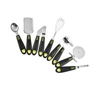 7 Pièces Ensemble D’ustensiles Cuisine en Acier Roue à Pizza | Set Complet, Ouvre-boîte, Presse-ail, Râpe, Éplucheur, Cuillère