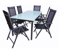 7 pièces Ensemble de meubles de jardin | groupe de salle à manger de groupe de sièges | 1x table, 4x chaises | dimensions de table env. H. 76 x W. 189 x D. 90 cm | Chaises 189 MA