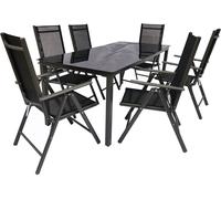 7 pièces Ensemble de meubles de jardin | groupe de salle à manger de groupe de sièges | 1x table, 6x chaises | dimensions de table env. H. 76 x W. 189 x D. 90 cm | Chaises 189 SW