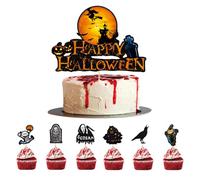 7 Pièces Halloween Toppers Gâteau, Halloween Cupcake et Gâteau Topper, Décoration gâteau fantôme d'HalloweenMaison Hantée cake Decor pour Halloween Party