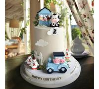 7 pièces Jolis Cake Toppers d'Animaux de Ferme, Comprenant Vache, Poussin et Grange, Convient pour Décorations de Fête d'Anniversaire, Baby Shower, Fournitures de Cuisson, Fête à Thème Ferme | Décorat