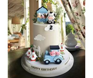 7 pièces Jolis Cake Toppers d'Animaux de Ferme, Comprenant Vache, Poussin et Grange, Convient pour Décorations de Fête d'Anniversaire, Baby Shower, Fournitures de Cuisson, Fête à Thème Ferme | Décorat