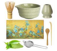 7 pièces Kit matcha,un fouet à matcha,une passoire à thé matcha, un bol à matcha, un fouet à thé, un torchon et une cuillère à matcha, adapté aux amateurs de thé et aux débutants en cérémonie du thé