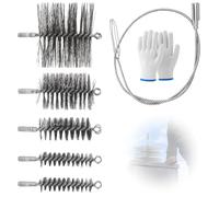 7 Pièces Kit Ramonage, Brosses De Chaudière 30/50/80/150 mm | Kit De Ramonage Pour Cheminée Et Poêle À Granulé, Brosses De Tuyaux Multitaille Pour Nettoyer Cheminées/Chaudières, Gants