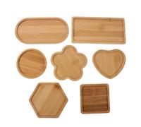 7 Pièces Plateau Mosaïque en Bambou Khaki, Forme Hexagonale | Surface Lisse, Léger et Protecteur, pour Garçon Fille, Enseignants, Bougies et Plantes sur Table