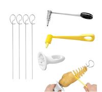 7 Pièces Pommes de Terre En Spirale,avec 2 Coupe Spirale et 4 Brochettes | Pommes de Terre Manuel Spiral Cutter, pour Fruits, Légumes, Viande Grillée, Oignons, Frits