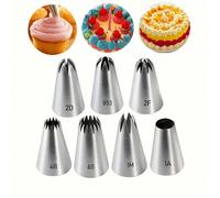 7 pièces/set 2D 853 2F4B 6B 1M 1A En acier inoxydable Embouts de buse pour glaçage Set pour la décoration de gâteaux, outils de pâtisserie, décoration de moules à cupcakes et muffins, crème, biscuits,