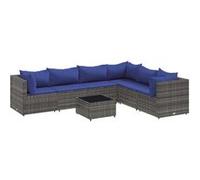7 pieces Vidaxl gris salon de jardin modulable resine tressee 63.0 x 63 x 57 gris G