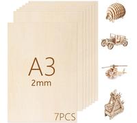 7 planches en bois format A3, panneaux en contreplaqué de 2 mm d'épaisseur, pour travaux manuels