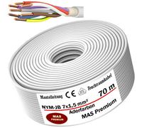 70 mètres de câble NYM-JB 7x1,5, câble pour pièces humides, câble électrique, gaine protectrice