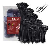 700 Pièces Collier de Serrage Plastique, Rilsan Noir Assortiment Serflex 100/150/200/250/300mm x 3,6mm, Serre Cable Ties Nylon, Attache Câble Zip Ties