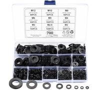 700 Pièces Rondelles Plates, Rondelles Nylon, Entretoises Rondes, Rondelle Frein Isolation Joints Spacer Assortiment de Fixations Industrielles - M2/M2.5/M3/M4/M5/M6/M8/M10/M12