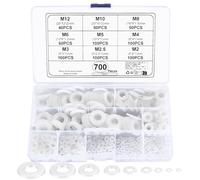 700 Pièces Rondelles Plates, Rondelles Nylon, Entretoises Rondes, Rondelle Frein Isolation Joints Spacer Assortiment de Fixations Industrielles - M2/M2.5/M3/M4/M5/M6/M8/M10/M12