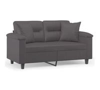 701323& Canapé 2 places - avec oreillers gris 120 cm similicuir - L150 x P77 x H80 cm