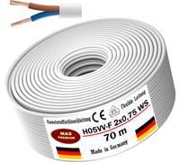 70m de câble flexible en plastique H05VV-F 2x0,75 blanc Câble flexible pour appareils