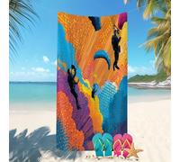 70x140 cm, Double Face,Couverture de Plage Absorbante,Drap de Bain 3D Sports ExtrêMes Illustration Anti-Sable Séchage Rapide, Piscine Serviette Coloré Serviette de Plage imprimées en Microfibre